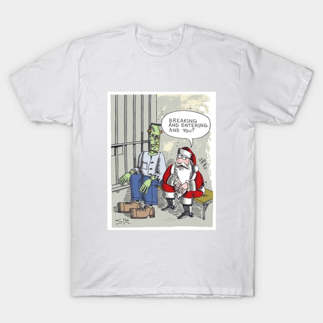 Santa in Jail T-Shirt by SteamyR